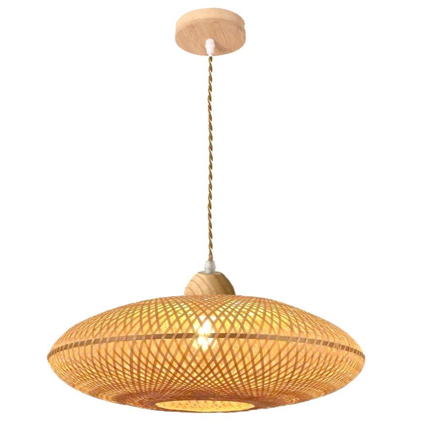 Lúminaria Pendente Rattan de Palha Nova Guine Detalhes